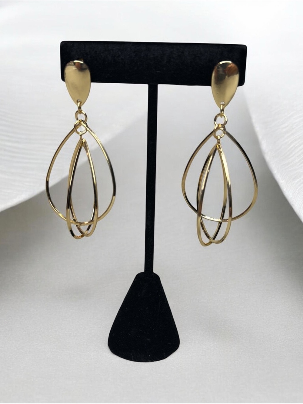 Gold Drop Multi-Hoop Dangle Earrings